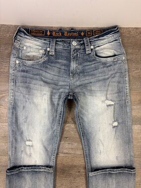 Rock Revival “Jabari Straight” Jeans | Distressed Light Wash | Size 36x32